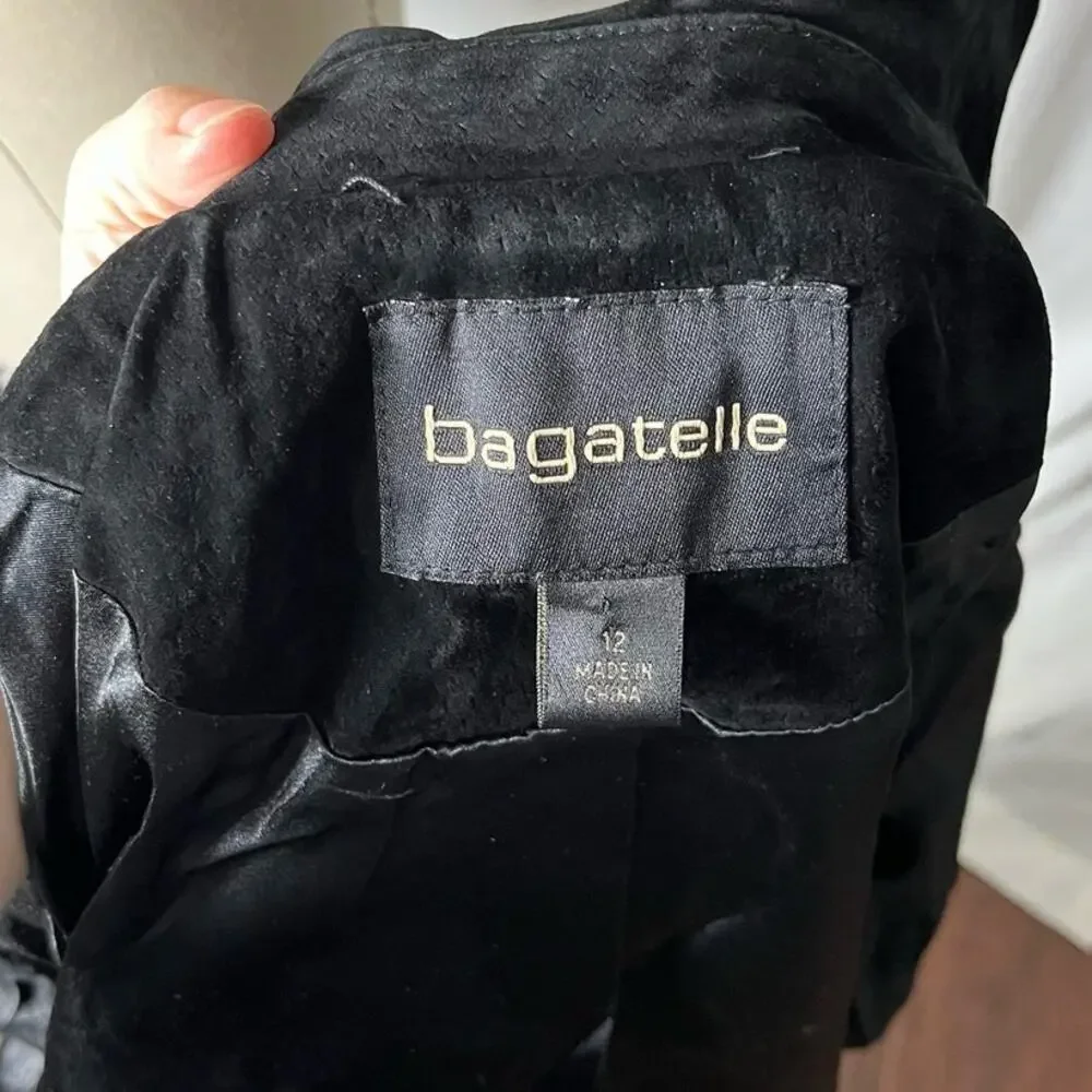 Bagatelle Black Suede Moto Biker Jacket Size 12 (Fits like a US 8) Rocker